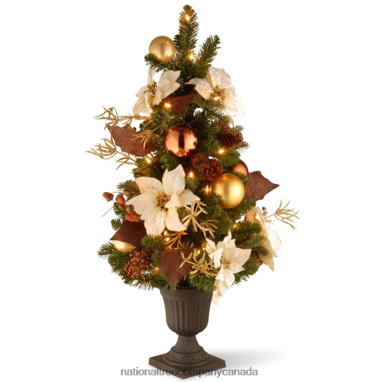 National Tree Company Pre-Lit Artificial Christmas Tree Nature Green White Lights Decorated with Pine Cones Ornaments Includes Pot Base 3 Feet 68R08211