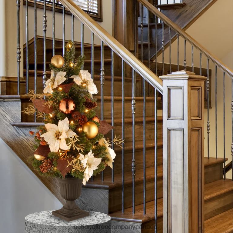 National Tree Company Pre-Lit Artificial Christmas Tree Nature Green White Lights Decorated with Pine Cones Ornaments Includes Pot Base 3 Feet 68R08211