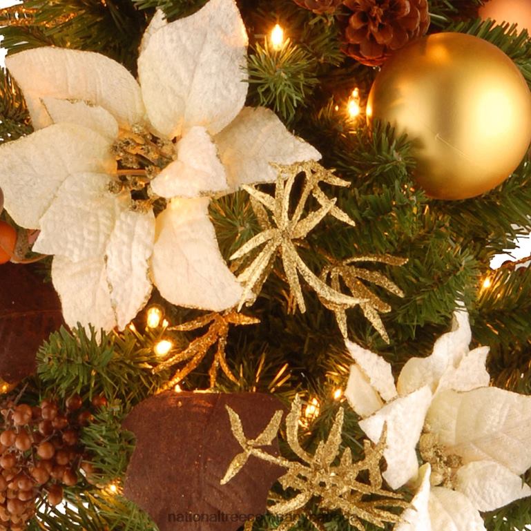 National Tree Company Pre-Lit Artificial Christmas Tree Nature Green White Lights Decorated with Pine Cones Ornaments Includes Pot Base 3 Feet 68R08211