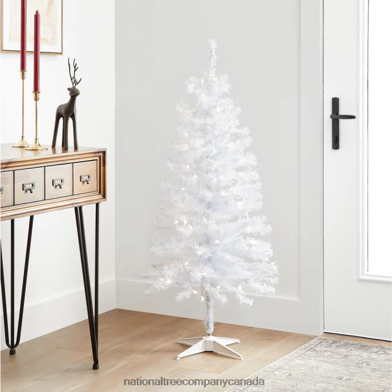 National Tree Company Pre-Lit Artificial Christmas Tree White Tinsel White Lights Includes Stand 4 feet 68R0879