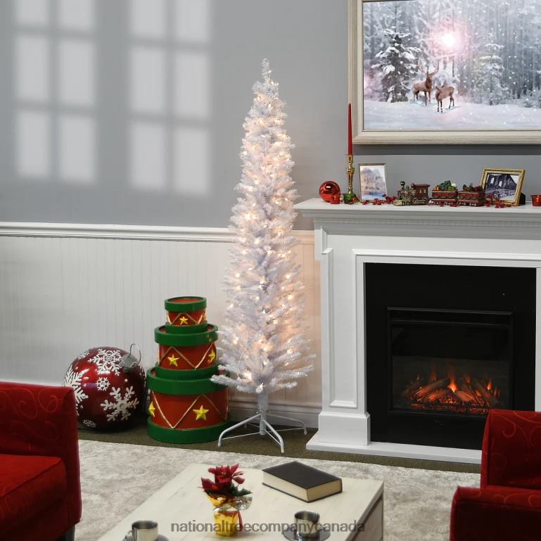 National Tree Company Pre-Lit Artificial Christmas Tree White Tinsel White Lights Includes Stand 6 feet 68R0867
