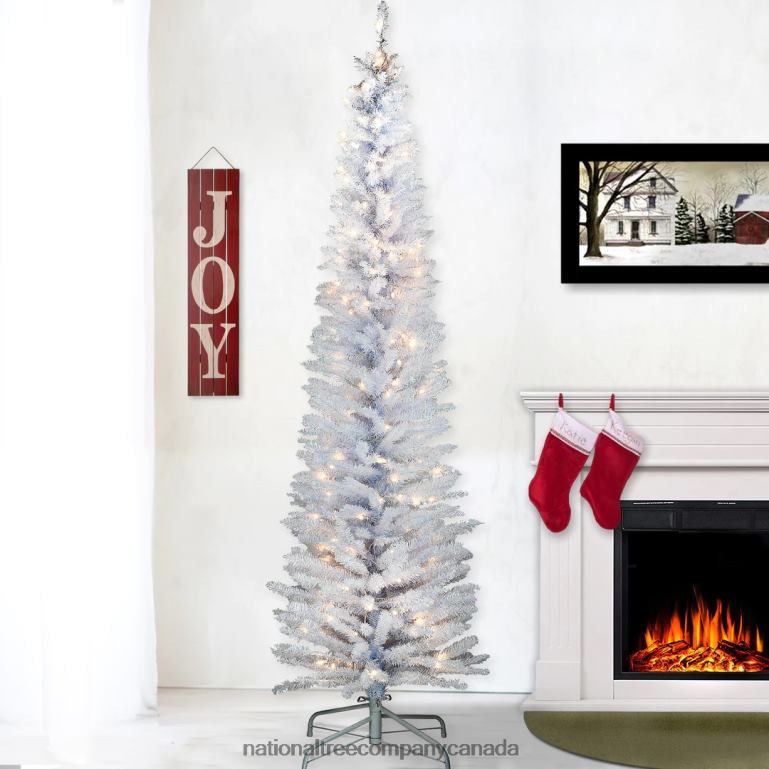 National Tree Company Pre-Lit Artificial Christmas Tree White Tinsel White Lights Includes Stand 7 feet 68R08208