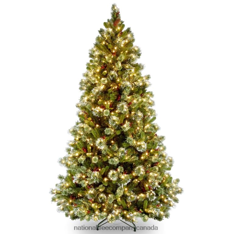 National Tree Company Pre-Lit Artificial Christmas Tree Wintry Pine Green White Lights Decorated with Pine Cones Berry Clusters Includes Stand 75 Feet 68R08123
