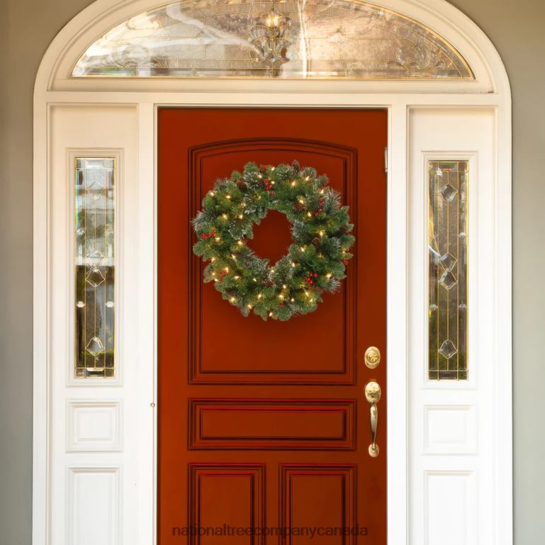 National Tree Company Pre-Lit Artificial Christmas Wreath Crestwood Spruce with Twinkly LED Lights Plug in 30 in 68R08301