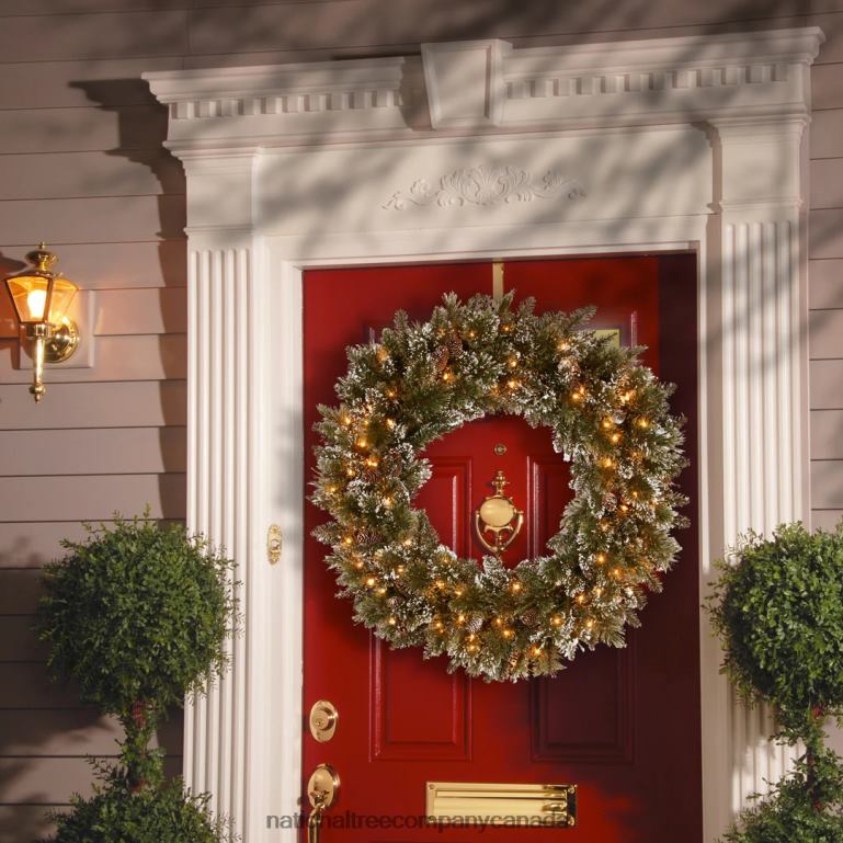 National Tree Company Pre-Lit Artificial Christmas Wreath Glittery Bristle Pine with Twinkly LED Lights Plug in 30 in 68R08280