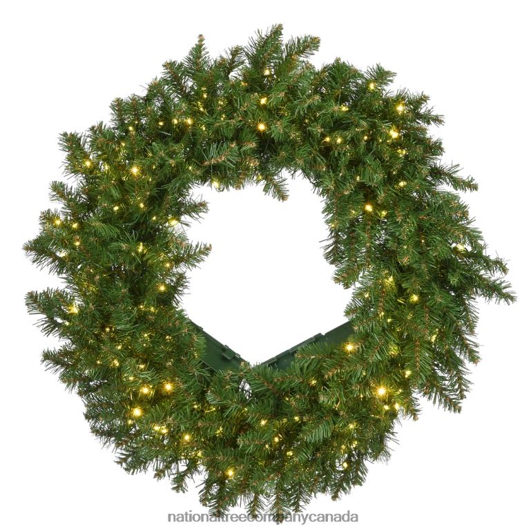 National Tree Company Pre-Lit Artificial Christmas Wreath Green Kingswood Fir White Lights Christmas Collection 24 Inches 68R08284