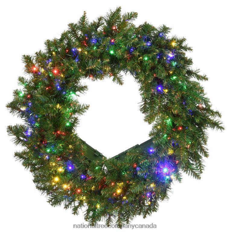 National Tree Company Pre-Lit Artificial Christmas Wreath Green Kingswood Fir White Lights Christmas Collection 24 Inches 68R08284
