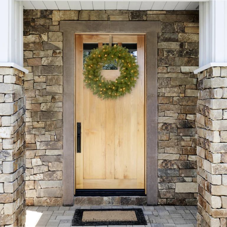 National Tree Company Pre-Lit Artificial Christmas Wreath Green North Valley Spruce White Lights Christmas Collection 24 Inches 68R08223