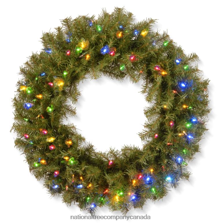 National Tree Company Pre-Lit Artificial Christmas Wreath Green Norwood Fir Dual Color LED Lights Christmas Collection 30 Inches 68R08233
