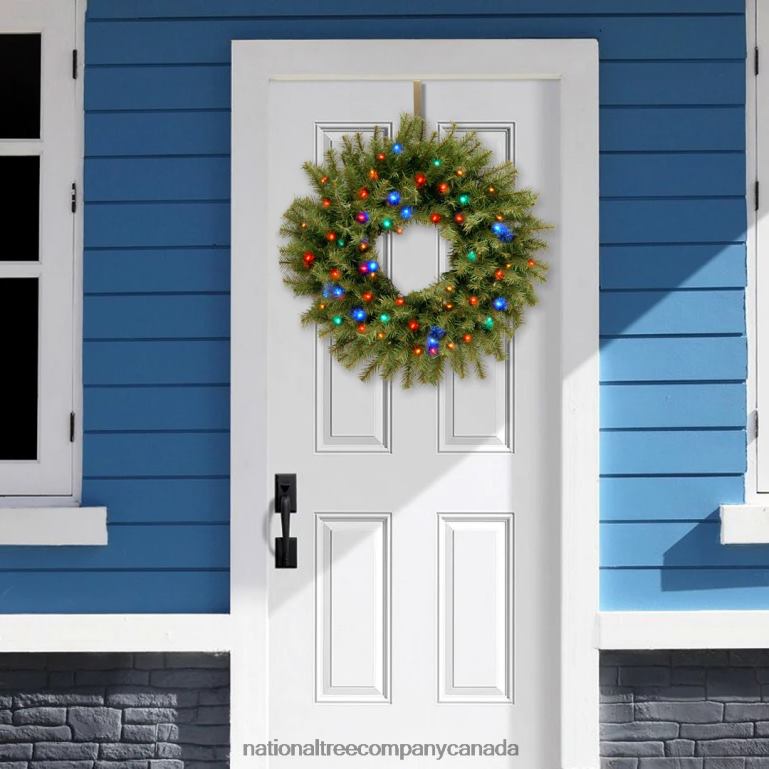 National Tree Company Pre-Lit Artificial Christmas Wreath Green Norwood Fir Multicolor Lights Christmas Collection 24 Inches 68R08237