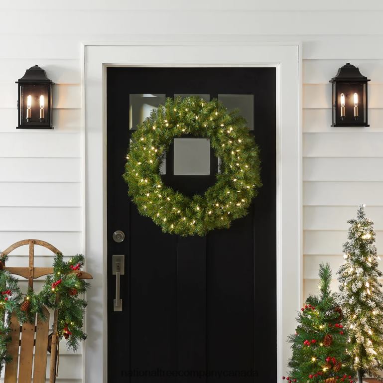 National Tree Company Pre-Lit Artificial Christmas Wreath Green Norwood Fir White Lights Christmas Collection 30 Inches 68R08252