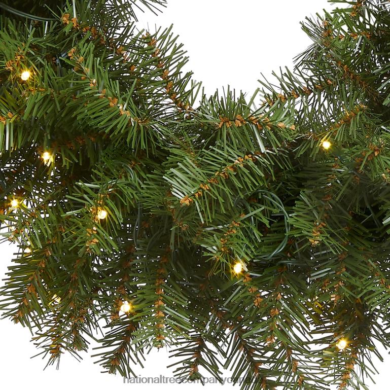 National Tree Company Pre-Lit Artificial Christmas Wreath Green Norwood Fir White Lights Christmas Collection 30 Inches 68R08252