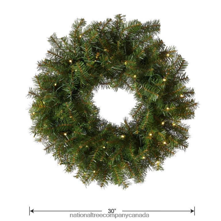 National Tree Company Pre-Lit Artificial Christmas Wreath Green Norwood Fir White Lights Christmas Collection 30 Inches 68R08252