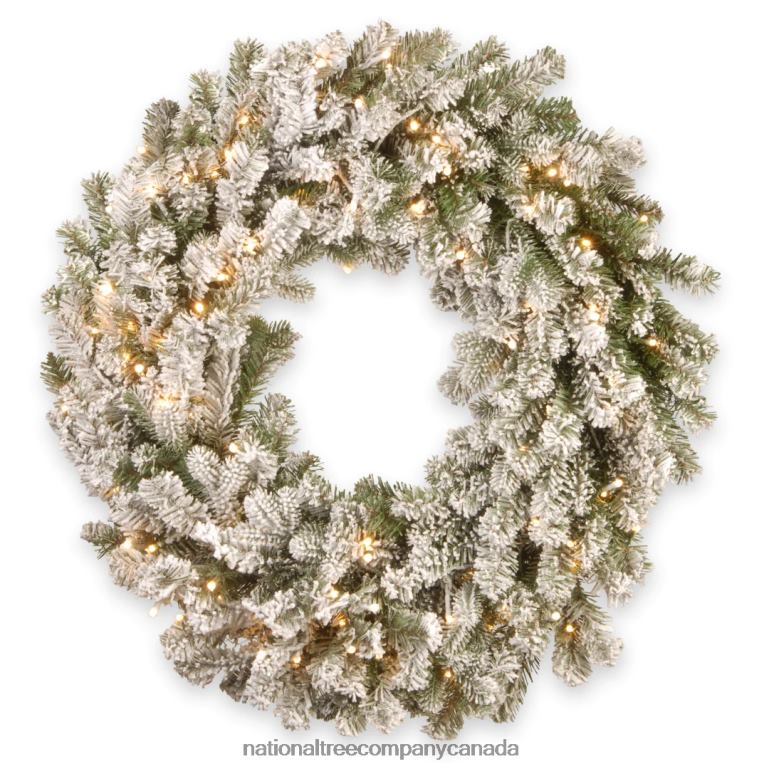 National Tree Company Pre-Lit Artificial Christmas Wreath Snowy Sheffield Spruce with Twinkly LED Lights Plug in 30 in 68R08303