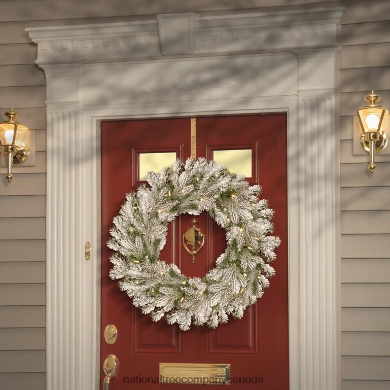 National Tree Company Pre-Lit Artificial Christmas Wreath Snowy Sheffield Spruce with Twinkly LED Lights Plug in 30 in 68R08303