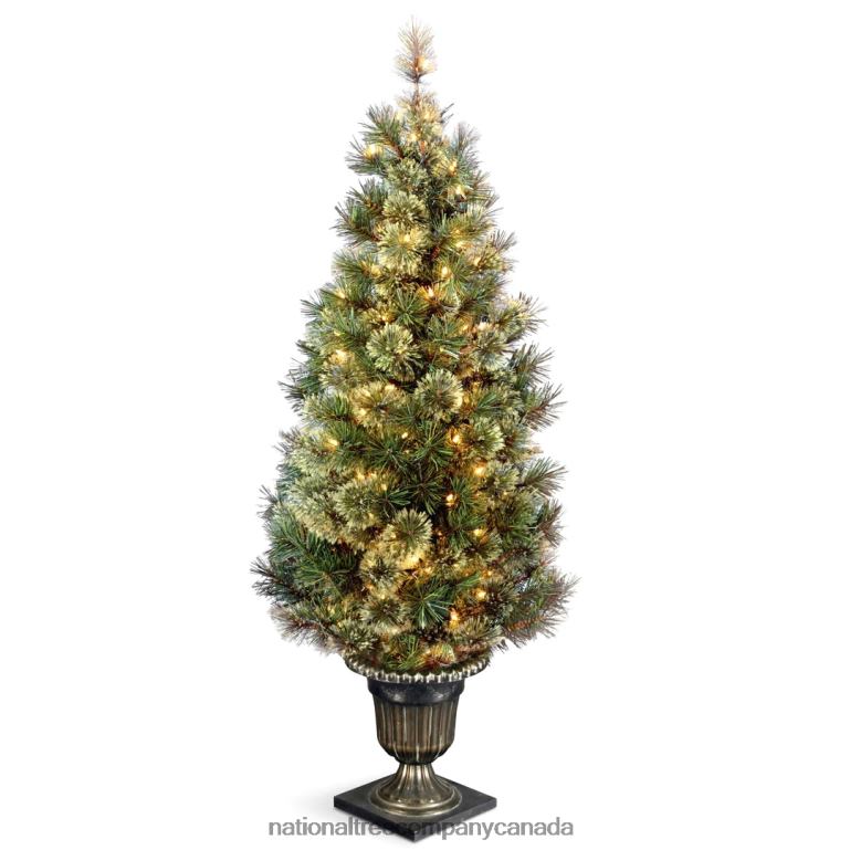 National Tree Company Pre-Lit Artificial Entrance Christmas Tree Wispy Willow Grande Green White Lights Includes Metal Base 5 Feet 68R08174