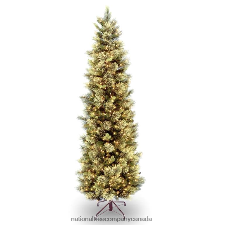 National Tree Company Pre-Lit Artificial Full Christmas Tree Green Carolina Pine White Lights Flocked with Pine Cones Includes Stand 7 feet 68R08190