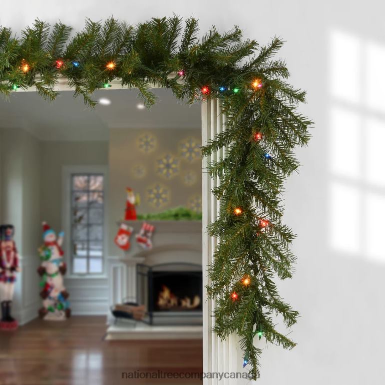 National Tree Company Pre Lit Artificial Garland Norwood Fir Green Decorated with Multicolor Lights Plug In Christmas Collection 9 Feet 68R08353