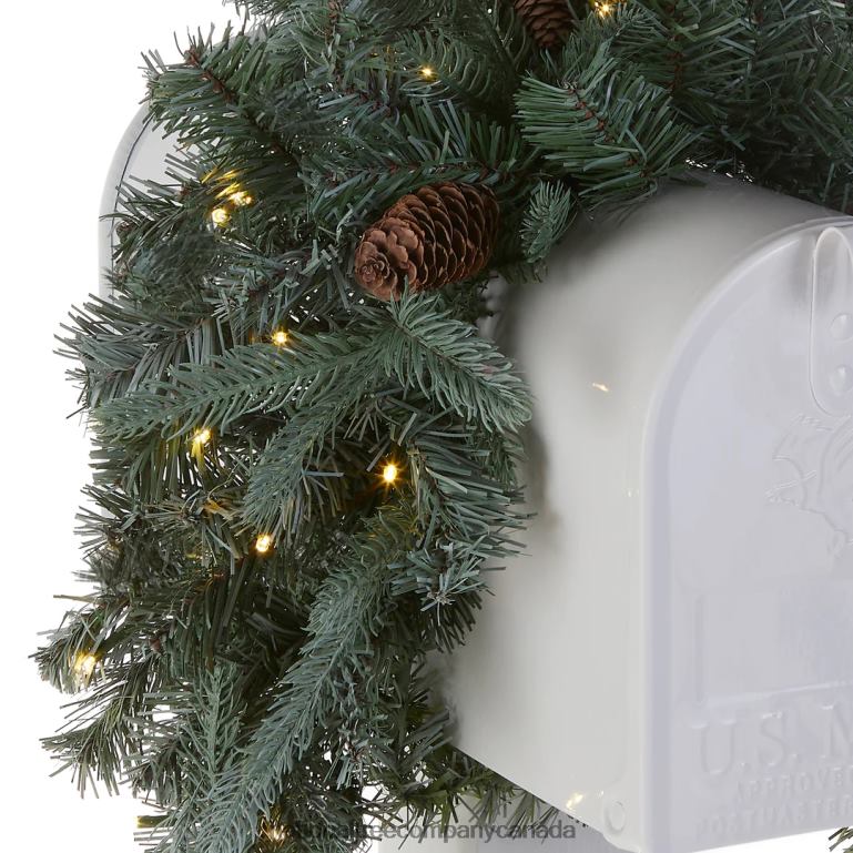 National Tree Company Pre-Lit Artificial Mailbox Swag Decoration Green Arctic Spruce LED Lights Decorated with Pine Cones Christmas Collection 3 Feet 68R08446