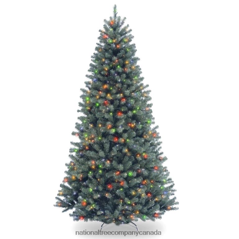 National Tree Company Pre-Lit Artificial Slim Christmas Tree Blue North Valley Spruce Multicolor Lights Includes Stand 75 Feet 68R0856