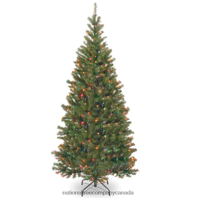 National Tree Company Pre-Lit Artificial Slim Christmas Tree Green Aspen Spruce Multicolor Lights Includes Stand 7 Feet 68R08153