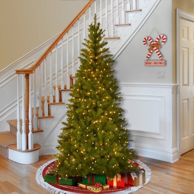 National Tree Company Pre-Lit Artificial Slim Christmas Tree Green Aspen Spruce White Lights Includes Stand 75 Feet 68R08102