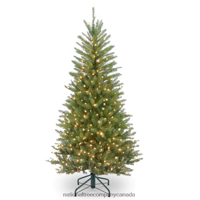 National Tree Company Pre-Lit Artificial Slim Christmas Tree Green Dunhill Fir White Lights Includes Stand 45 Feet 68R0873