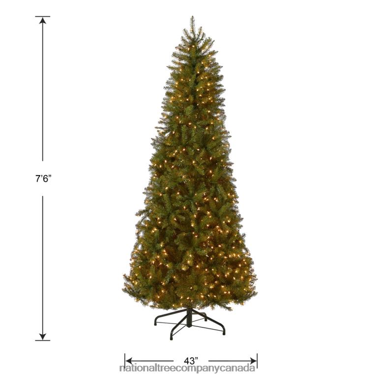 National Tree Company Pre-Lit Artificial Slim Christmas Tree Green Dunhill Fir White Lights Includes Stand 75 Feet 68R0844
