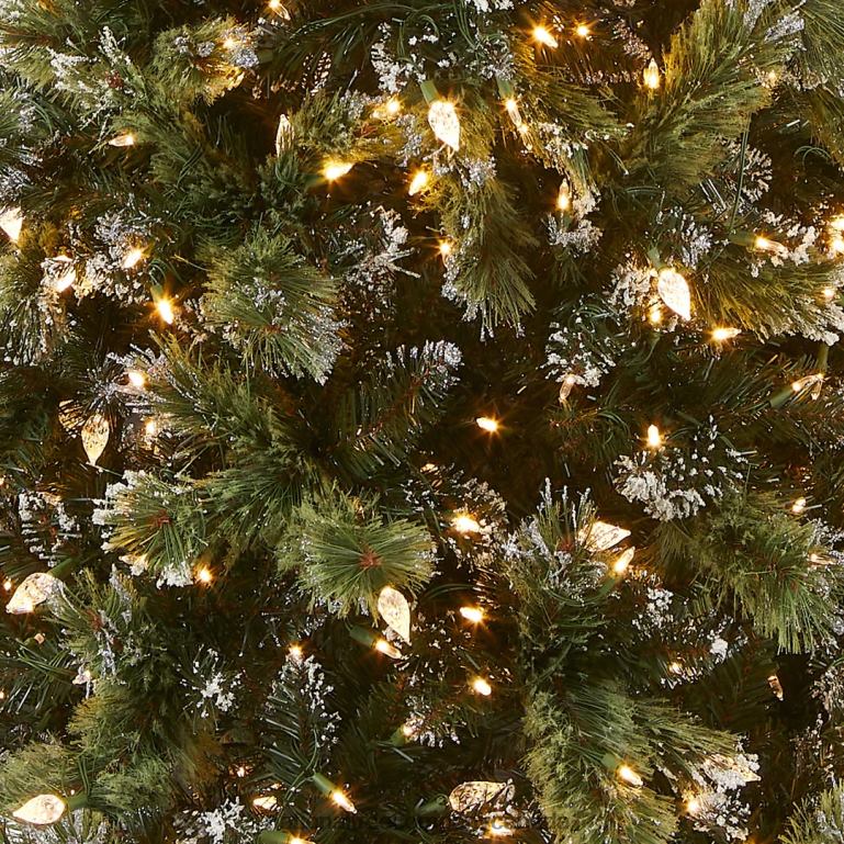 National Tree Company Pre-Lit Artificial Slim Christmas Tree Green Glittery Bristle Pine White Lights Includes Stand 75 Feet 68R08127