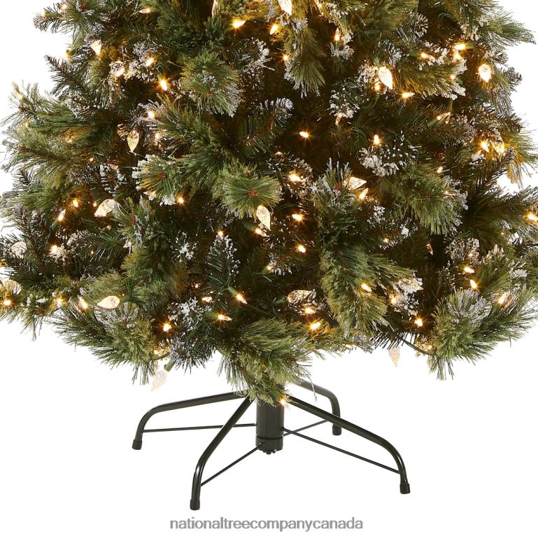 National Tree Company Pre-Lit Artificial Slim Christmas Tree Green Glittery Bristle Pine White Lights Includes Stand 75 Feet 68R08127