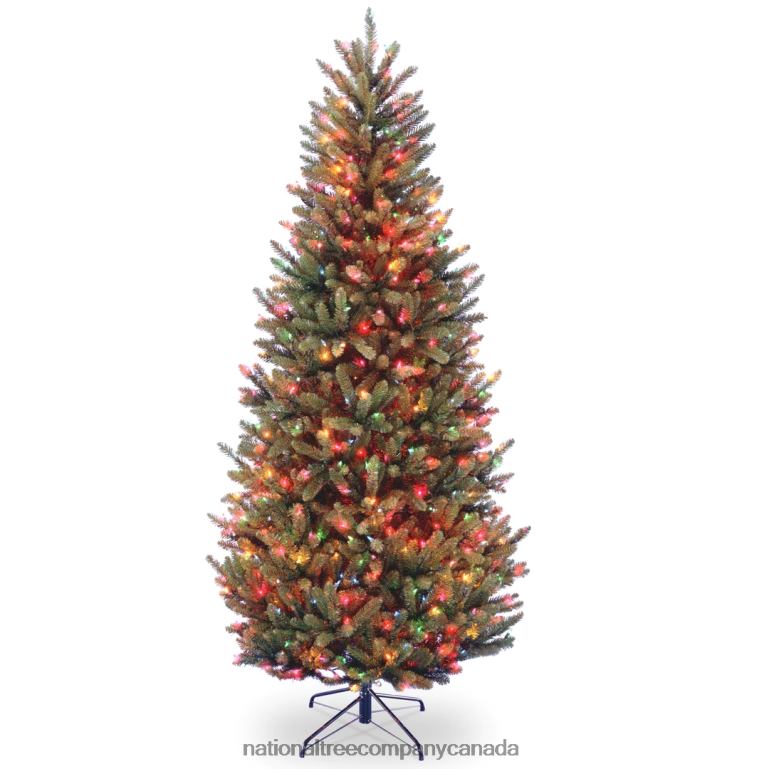 National Tree Company Pre-Lit Artificial Slim Christmas Tree Green Natural Fraser Fir Multicolor Lights Includes Stand 75 Feet 68R08136