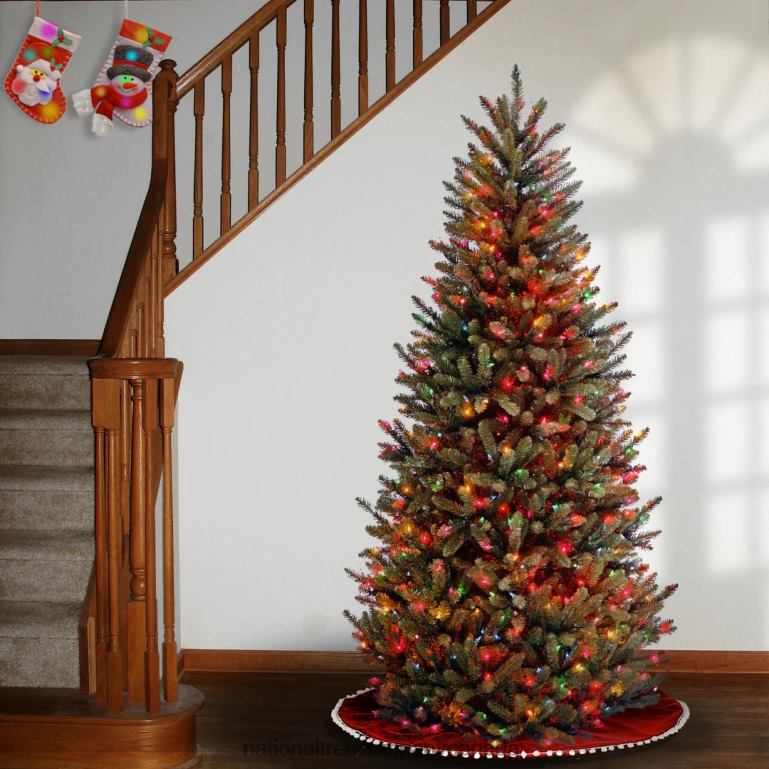 National Tree Company Pre-Lit Artificial Slim Christmas Tree Green Natural Fraser Fir Multicolor Lights Includes Stand 75 Feet 68R0851