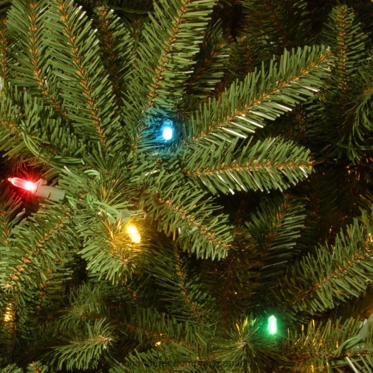 National Tree Company Pre-Lit Artificial Slim Christmas Tree Green Natural Fraser Fir Multicolor Lights Includes Stand 9 Feet 68R0849