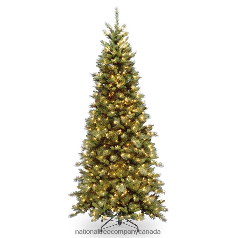 National Tree Company Pre-Lit Artificial Slim Christmas Tree Green Tiffany Fir White Lights Includes Stand 65 Feet 68R0860