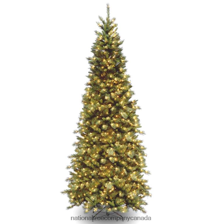 National Tree Company Pre-Lit Artificial Slim Christmas Tree Green Tiffany Fir White Lights Includes Stand 9 Feet 68R08141