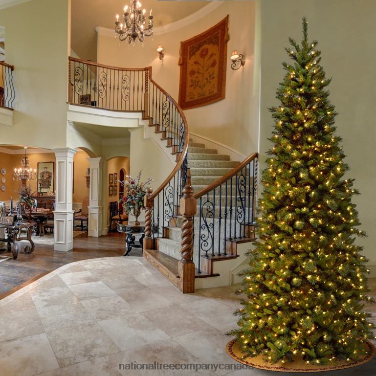 National Tree Company Pre-Lit Artificial Slim Christmas Tree Green Tiffany Fir White Lights Includes Stand 9 Feet 68R08141