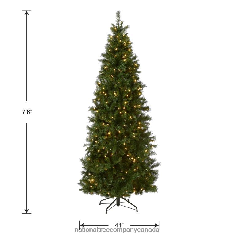 National Tree Company Pre-Lit Artificial Slim Christmas Tree Lehigh Valley Pine Green White Lights Includes Stand 75 Feet 68R08121