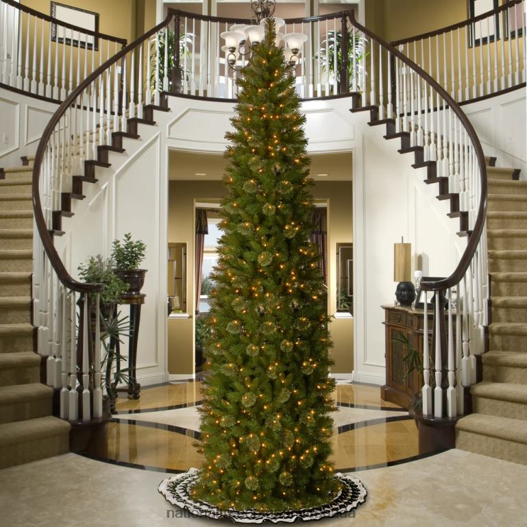 National Tree Company Pre-Lit Artificial Slim Christmas Tree Tacoma Pine Green White Lights Includes Stand 12 Feet 68R08107