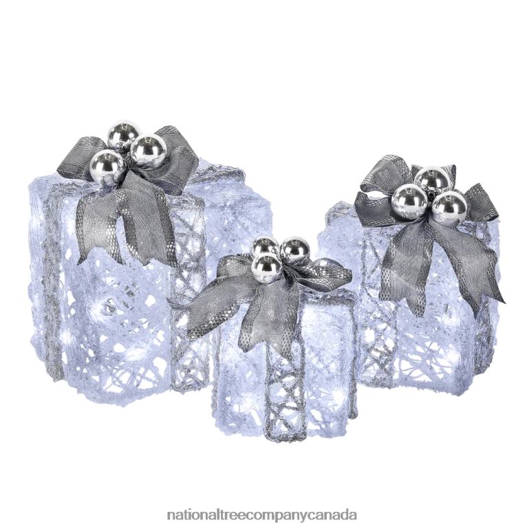 National Tree Company Pre-Lit Decorated White Gift Box Assortment 68R08589