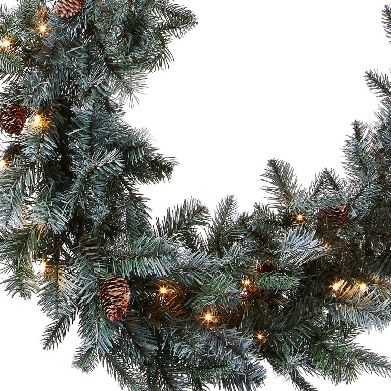 National Tree Company Pre-Lit \Feel Real\ Artificial Christmas Garland Green Arctic Spruce White Lights Decorated With Pine Cones Plug In Christmas Collection 9 Feet 68R08358