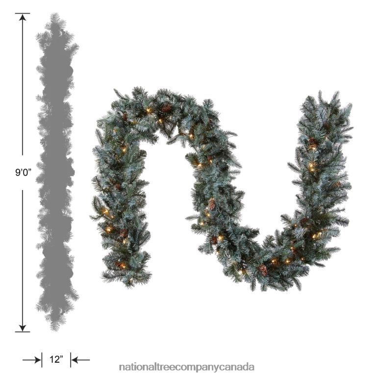 National Tree Company Pre-Lit \Feel Real\ Artificial Christmas Garland Green Arctic Spruce White Lights Decorated With Pine Cones Plug In Christmas Collection 9 Feet 68R08358