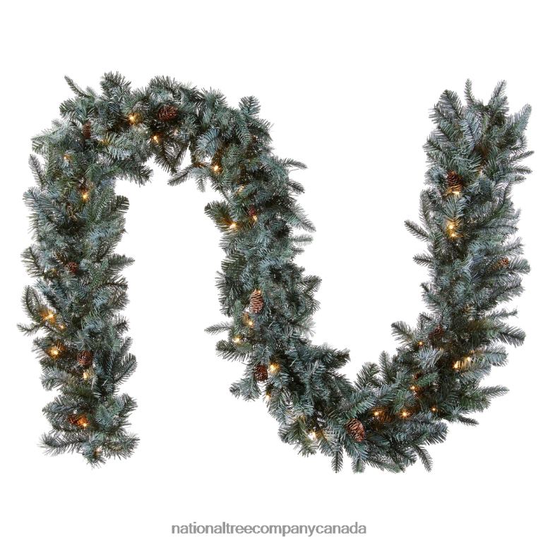 National Tree Company Pre-Lit \Feel Real\ Artificial Christmas Garland Green Arctic Spruce White Lights Decorated With Pine Cones Plug In Christmas Collection 9 Feet 68R08358