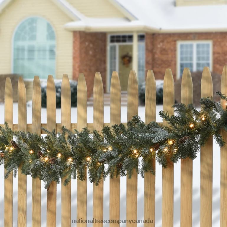 National Tree Company Pre-Lit \Feel Real\ Artificial Christmas Garland Green Arctic Spruce White Lights Decorated With Pine Cones Plug In Christmas Collection 9 Feet 68R08358