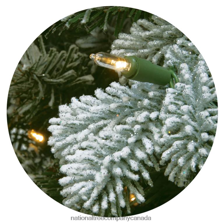 National Tree Company Pre-Lit \Feel Real\ Artificial Christmas Garland Green Sheffield Spruce White Lights Decorated With Frosted Branches Plug In Christmas Collection 9 Feet 68R08371