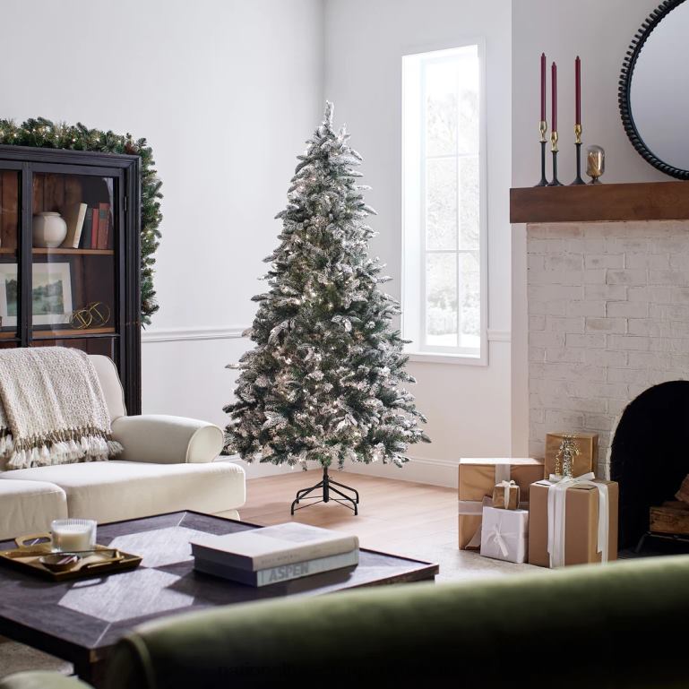 National Tree Company Pre-Lit \Feel Real\ Artificial Christmas Tree Everest Fir Green White Lights Includes Stand 65 Feet 68R08146