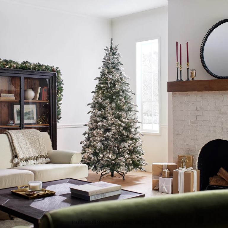 National Tree Company Pre-Lit \Feel Real\ Artificial Christmas Tree Everest Fir Green White Lights Includes Stand 75 Feet 68R08128