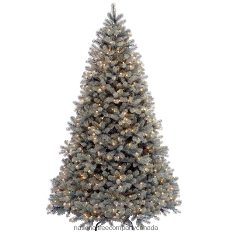 National Tree Company Pre-Lit Feel Real Artificial Full Downswept Christmas Tree Green Douglas Blue Fir White Lights Includes Stand 65 feet 68R0845