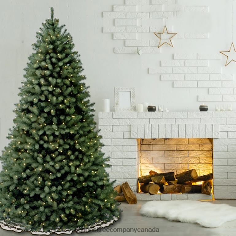 National Tree Company Pre-Lit \Feel Real\ Artificial Full Downswept Christmas Tree Green Douglas Blue Fir White Lights Includes Stand 65 feet 68R0845