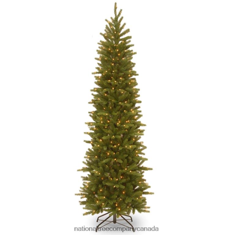 National Tree Company Pre-Lit Feel Real Artificial Slim Christmas Tree Grande Fir Green White Lights Includes Stand 65 Feet 68R0822