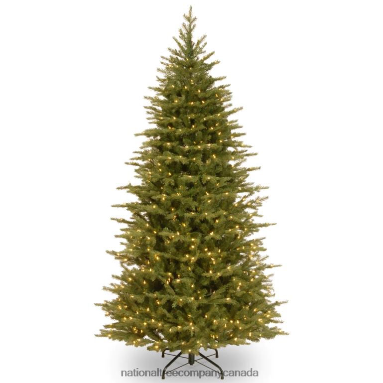National Tree Company Pre-Lit Feel Real Artificial Slim Christmas Tree Green Nordic Spruce White Lights Includes Stand 65 feet 68R08122